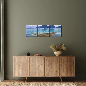 Kép - Egy függőágy képe a tengerparton 2 (órával) (90x30 cm)