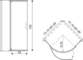 Splash Black 80 íves zuhanykabin zuhanytálca nélkül