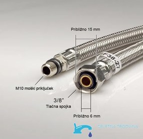 Csaptelep-bekötőcső készlet woo-1502, 2 darab, M10 és G3/8 csatlakozással, 40 cm, többféle színű kivitelben