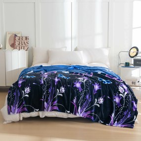Mikroplüss takaró VIOLET BUTTERFLY sötétkék Méret: 200 x 220 cm