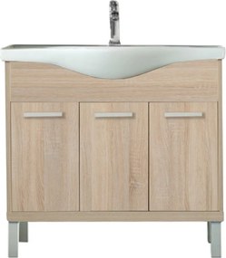 Nerva 85 cm-es bútorhoz alsószekrény, mosdóval, Sonoma tölgy