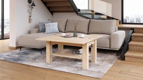 Mazzoni BRAWO Sonoma Tölgy - NYITHATÓ/MAGASÍTHATÓ DOHÁNYZÓASZTAL POLCCAL ÉTKEZŐASZTALKÉNT IS HASZNÁLHATÓ