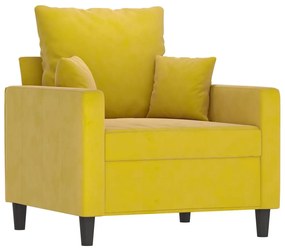sárga bársony kanapéfotel lábtartóval 60 cm