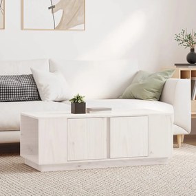Fehér tömör fenyőfa dohányzóasztal 110x50x40 cm