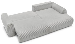 Világosszürke kordbársony kinyitható sarokkanapé (jobb oldali) Lucien – Bobochic Paris