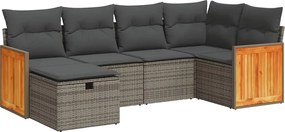 vidaXL 6 részes szürke polyrattan kerti ülőgarnitúra párnákkal