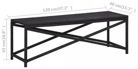 fekete polyrattan kerti pad 120 cm