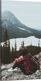 Vászonkép Emberek Hegyek Nő az ösvényen 60x120