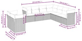 9-részes barna polyrattan kerti ülőgarnitúra párnákkal