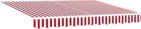 vidaXL Behúzható napellenző Piros és Fehér 350 x 250 cm