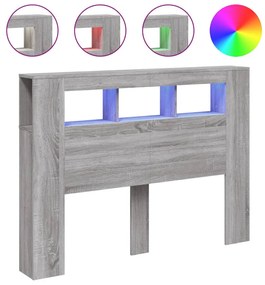 szürke sonoma szerelt fa LED-es fejtámla 140x18,5x103,5 cm
