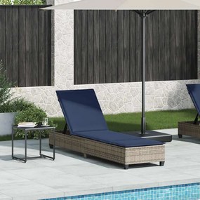 szürke polyrattan napozóágy párnákkal 55x200x25,5 cm