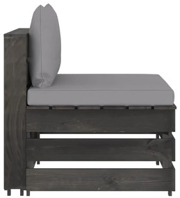 vidaXL szürke impregnált fa elemes középső kanapé párnákkal