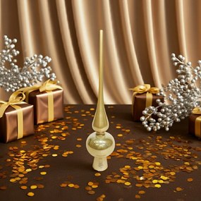 Pezsgő színű üveg csúcsdísz 25,5cm