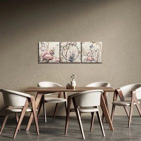 Kép - Rajz flamingókról (órával) (90x30 cm)