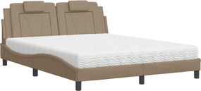 vidaXL cappuccino színű műbőr ágy Viana matraccal 160 x 200 cm