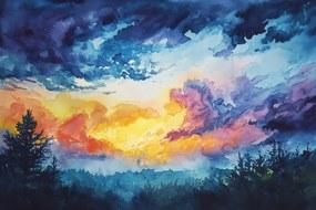 Vászonkép Canvas Tájkép Ég Felhők Nap Vihar Időjárás 120x80