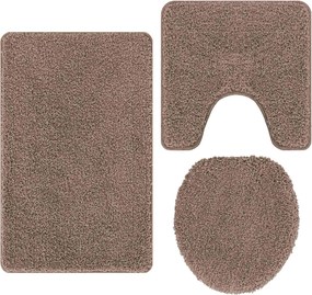 vidaXL Csúszásmentes fürdőszőnyeg készlet 3 pcs Barna PP