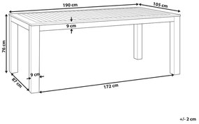 Világosbarna eukaliptusz étkezőasztal 190 x 105 cm MONSANO Beliani