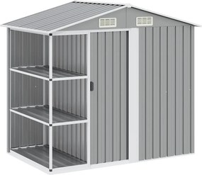 vidaXL szürke vas kerti fészer állvánnyal 205 x 130 x 183 cm