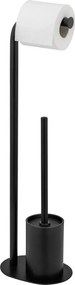 Fekete acél WC-papír tartó állvány WC-kefével Levante – Wenko