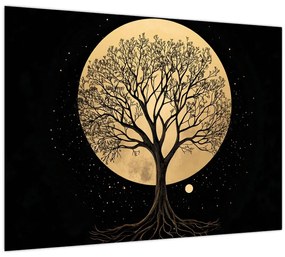 Üveg kép – Fa arany teliholdban I. (70x50 cm)
