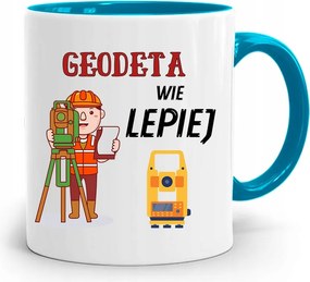 Kék Bögre Földmérőnek Jobban Tudja Ajándék Nyomtatott Fotóval