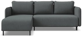 Sötétszürke kinyitható-tárolóhelyes sarokkanapé (bal oldali) Luana – Makamii
