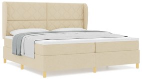 Krém Színű Boxspring Ágy Mattal 200x200 cm Textil