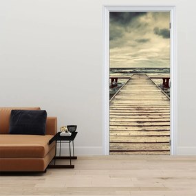 Fotótapéta ajtóra - Fából készült móló a tengeren (95x205cm)