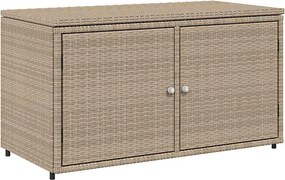 vidaXL bézs polyrattan kerti tárolószekrény 110 x 55 x 60,5 cm