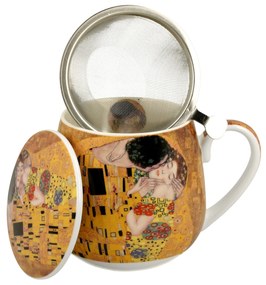 Klimt porcelán bögre szűrővel díszdobozban A Csók 430 ml