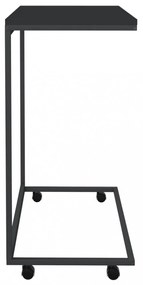 fekete szerelt fa kisasztal kerekekkel 55x35x70 cm