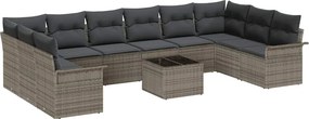 vidaXL Kerti Kanapé Szett párnával 11 pcs Szürke Poli rattan