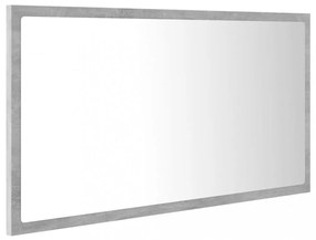 betonszürke akril LED-es fürdőszobatükör 80x8,5x37 cm