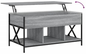 szürke sonoma szerelt fa és fém dohányzóasztal 100 x 55 x 50 cm