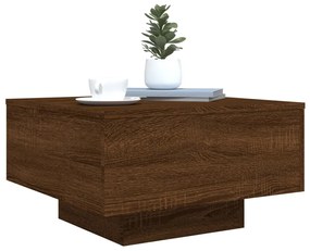 barna tölgyszínű dohányzóasztal LED-lámpákkal 55 x 55 x 31 cm