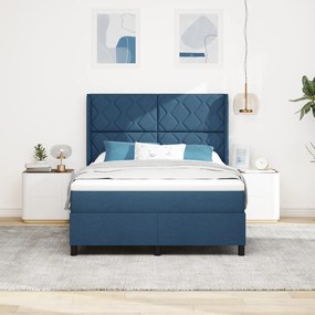Boxspring Ágy Mattal és LED Kékkel 140x200 cm Szövet