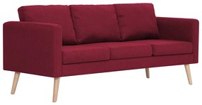 vidaXL 3-személyes bordó szövetkanapé