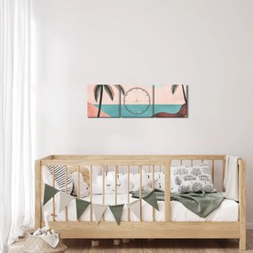 Kép - Pálmafák a tengernél (órával) (90x30 cm)