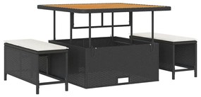 Kerti Kanapé Szett 12 pcs Fekete és krémszínű 100 x 100 x 71 cm