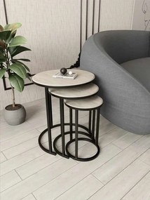Milas dohányzóasztal, fekete-travertin, Ø47 cm