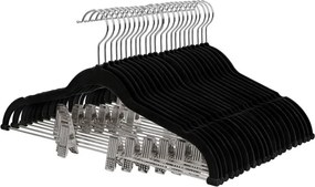 Nadrágtartós vállfák, 12 darabos szett, fekete 42,5 cm széles