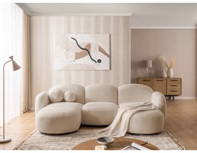 Világosbarna buklé (U alakú) sarokkanapé Orbit – Ropez