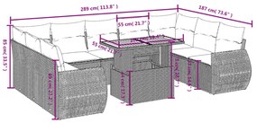 10 részes bézs polyrattan kerti ülőgarnitúra párnával