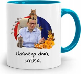 Kék Politikus Bögre Mateusz Morawiecki Miniszterelnök fényképes nyomtatással