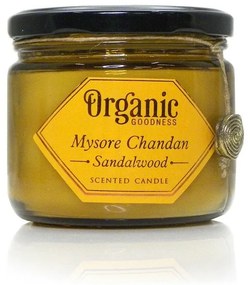 Mysore Chandan - Sandalwood 200 g organikusgyertya borostyánszínű üvegben