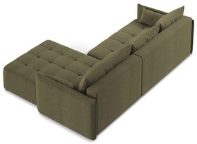 Khaki kinyitható-tárolóhelyes sarokkanapé (jobb oldali-heverő résszel) Moku – Makamii