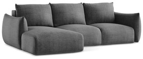 Sötétszürke kinyitható sarokkanapé (bal oldali-heverő résszel) Leila – Makamii