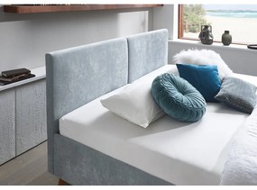 Világoskék kárpitozott franciaágy ágyráccsal 180x200 cm Piano – Meise Möbel